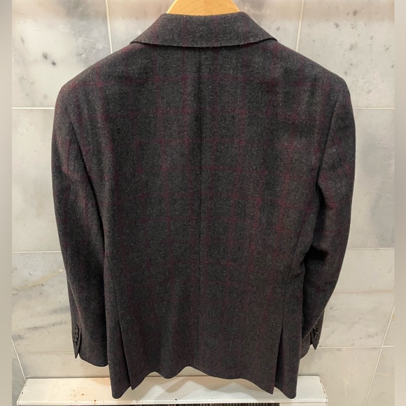 J.Crew charcoal and burgundy windowpane wool suit, size 34 - Picture 3 of 8